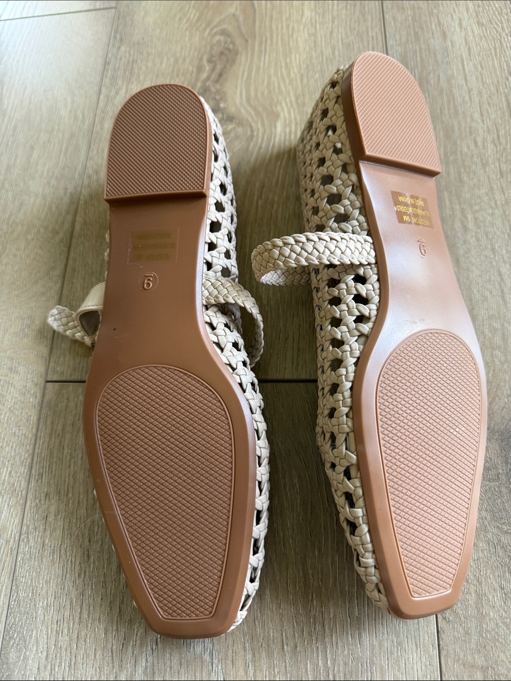 Braided Cream Mary Jane Flats with Adjustable Buckle - Picture 3 of 6